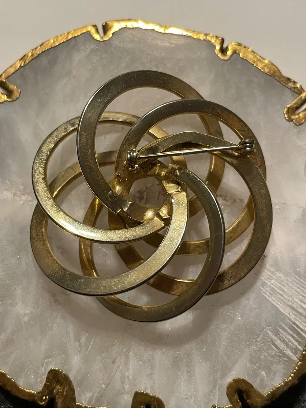 Vintage Gold Tone Large Atom Brooch #6388